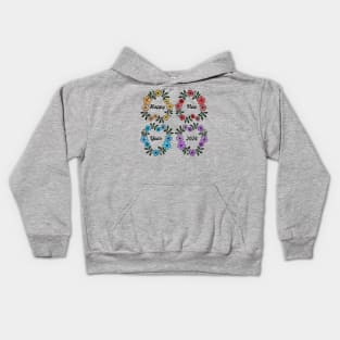 HAPPY NEW YEAR 2024 WITH FLOWERS WREATHS Kids Hoodie